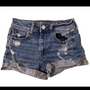 American eagle ripped high rise shortie super stretch jean shorts
